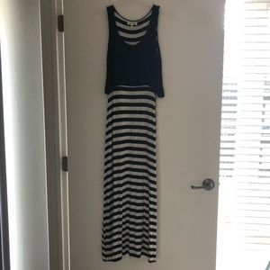 Black and white striped maxi dress